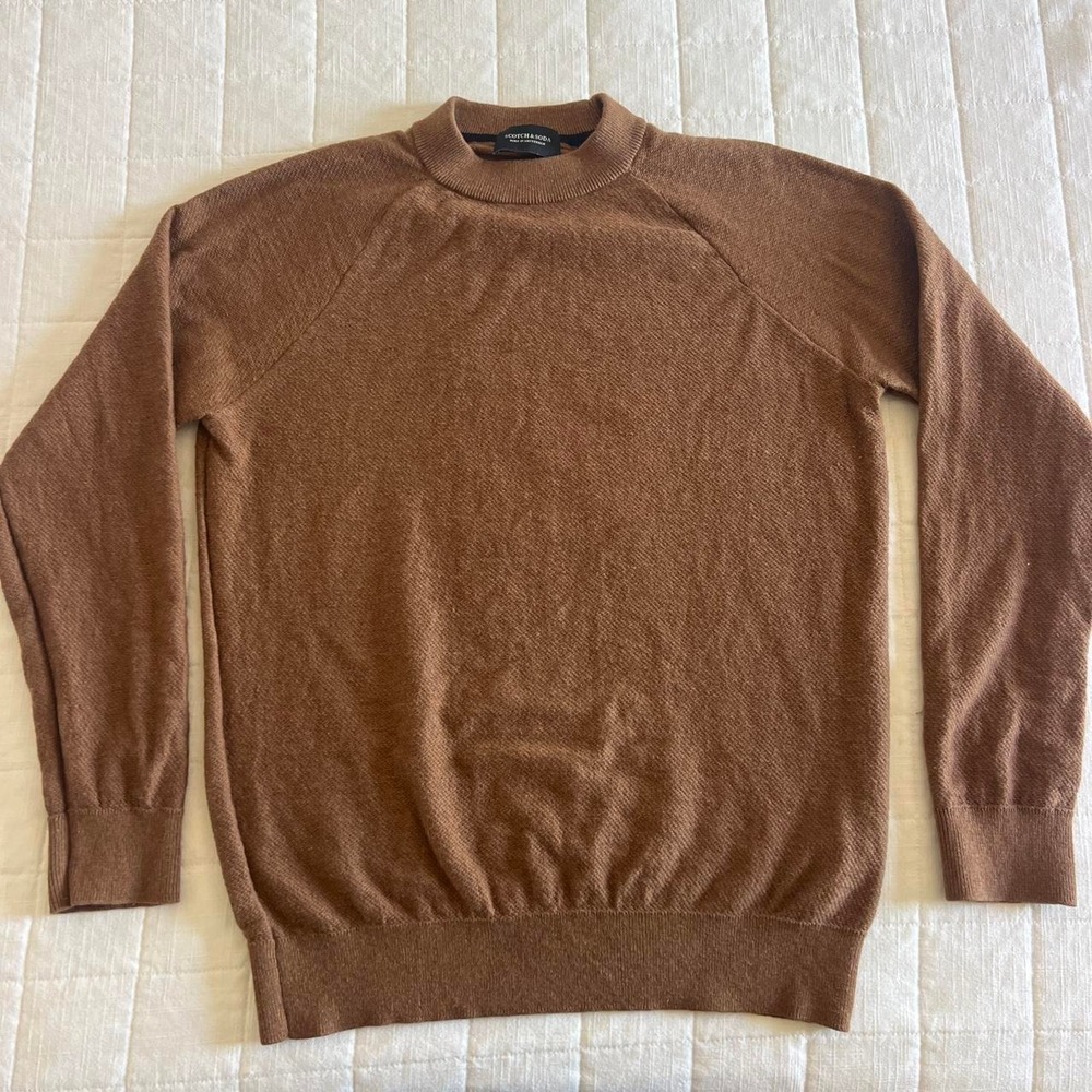 Scotch & Soda Brown Cotton Wool Blend Knit Sweater Size L